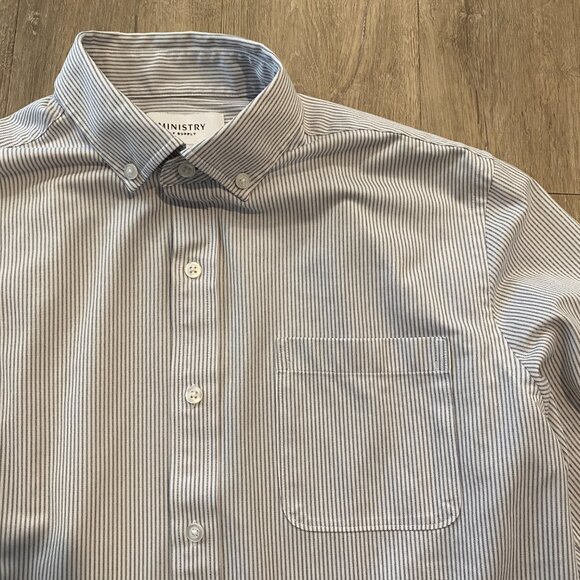 Ministry of Supply - Gemini Knit Shirt - Grey Stripe (Men's M Slim) - Picture 3 of 7